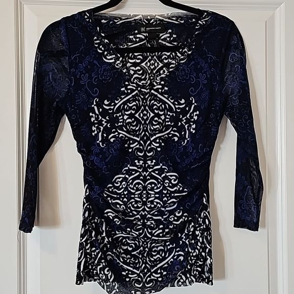 INC Side-Ruched 3/4 Sleeve Top - Picture 2 of 4